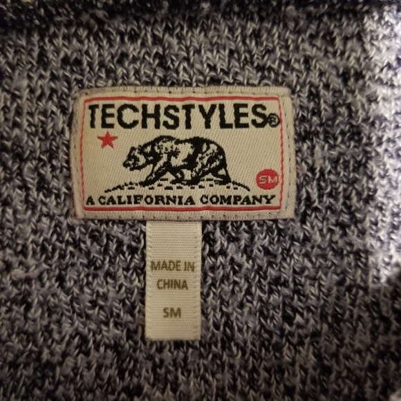 TECHSTYLES gray heathered fuzzy long sleeve sweater top GREENPORT NEW YORK logo - Picture 7 of 8